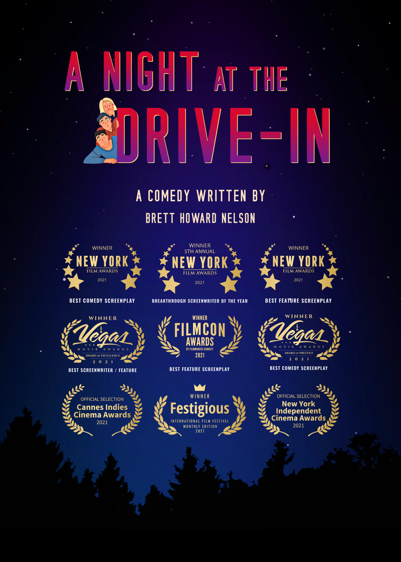A Night at the Drive-in comedy screenplay laurel poster.